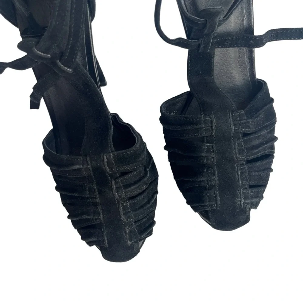 JOIE Women’s Sz. 36.5 M Rexanne Black Suede Double Buckle Closed Toe Pumps Heels